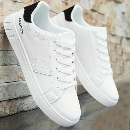 XGUANGZHP Mens Plus Size Solid Skate Shoes: Comfy Lace Up Sneakers for Outdoor Activities