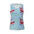 thumbnail image 4 of Xecao Red Funny Crab on Blue Stripe print women's scoop neck, loose-fit workout tank tops for the gym., 4 of 9