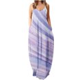 thumbnail image 1 of Vestido largo de playa ajustado con estampado Floral a rayas sin mangas con cuello en V y cintura media a la moda para mujer Pompotops  ghjkhdj7204, 1 of 5