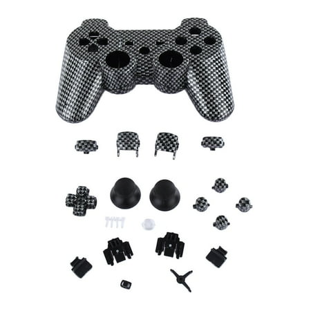 Hydro Carbon Fibre Shell Mod Kit Matching Buttons Set for PS3 Controller