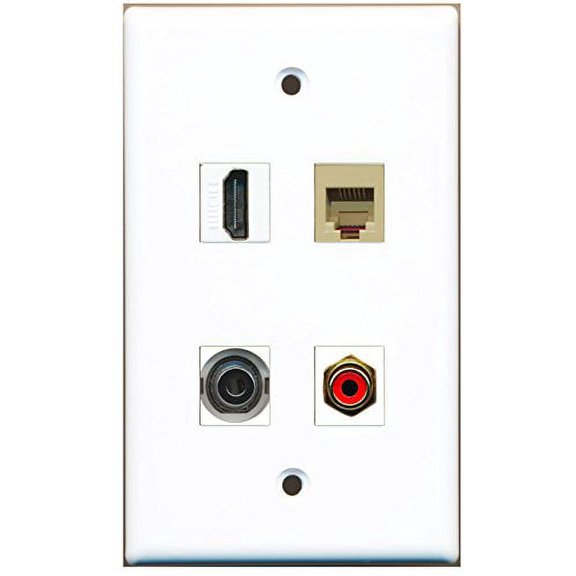 RiteAV - 1 Port HDMI 1 Port RCA Red 1 Port Phone RJ11 RJ12 Beige 1 Port 3.5mm Wall Plate