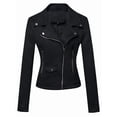 thumbnail image 3 of Women'S Faux Leather Moto Biker Short Coat Jacket Black S, 3 of 9
