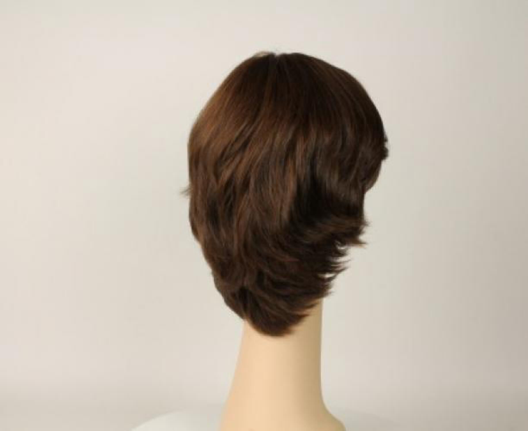 European Human Hair Freeda Wig Shlomit Brown With Reddish Highlights Skin Top Size M