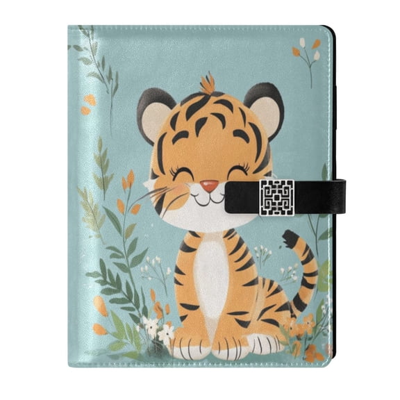 Leather Planner Leather Notebook Notebook Journal Binder Design Pen Pocket Design Convenient for Storage Cute Smiling Tiger