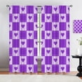 thumbnail image 3 of Geometric Mosaic Grid Tile Window Curtains, Purple Love Heart Pattern Rod Pocket Curtains 2-Panel Set, Foldable Lightweight Breathable Couple Window Treatments for Living Room Bedroom-W84xL84in, 3 of 5