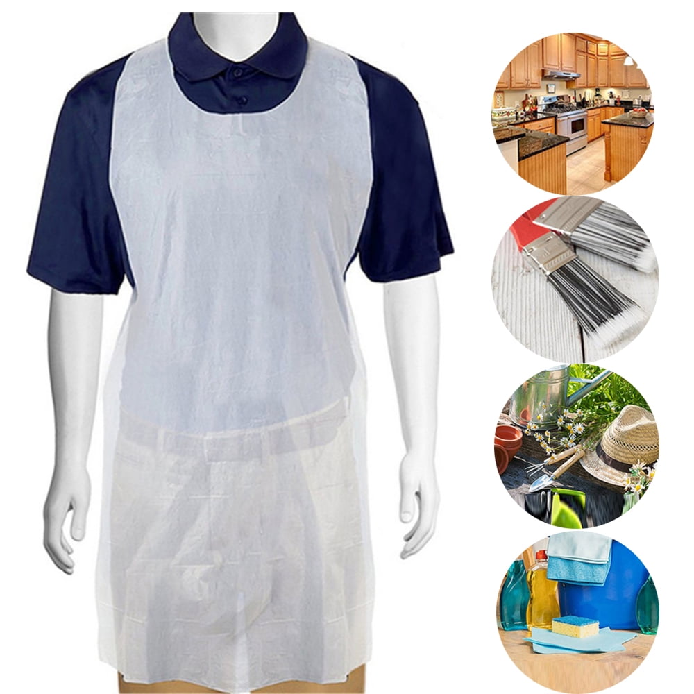 100Pcs Disposable Thick Plastic Apron for Cooking and Arts n' Crafts