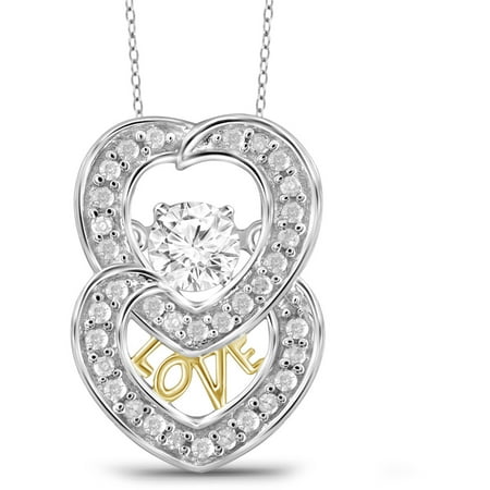 2 Tone Diamond Heart - 1/4 Carat T.W. White Diamond 2-tone 10kt White Gold Double Heart Pendant