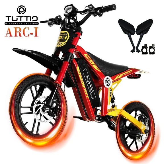 TUTTIO ARC-I 750W Electric Dirt Bike for Kids Aged 8-13 with Rearview Mirror, 36V Electric Motorcycle for Child 22MPH, 5 Modes, 25 Miles