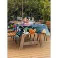 thumbnail image 4 of 60x84 Inch Outdoor Tablecloth with Umbrella Hole Zipper Rectangle Watercolor Spring Floral Rectangular Tablecloths Outside Waterproof Farmhouse Flowers Colorful Patio Table Cover for Picnic Party, 4 of 8