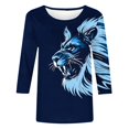 thumbnail image 7 of Levmjia Women's 3/4 Sleeve Graphic Tee England Lion 2026 Football Soccer Top Vintage Style Casual Crew Neck T Shirt Summer, 7 of 7