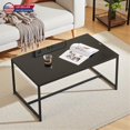 thumbnail image 3 of Hassch 39.4" Black Coffee Table w/ Tempered Glass Top & Metal Frame, Sleek Rectangle Center Table for Living Room, Home, Office, 3 of 6