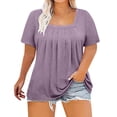 thumbnail image 2 of TODOZO T Shirts for Women Loose Fit Casual Lightweight Soft Basic Tees Summer Clothes for Women Plus Size Tops for Women Short Sleeve Square Neck Summer Loose Fit Tunic Top for Leggings Purple Xxl, 2 of 5