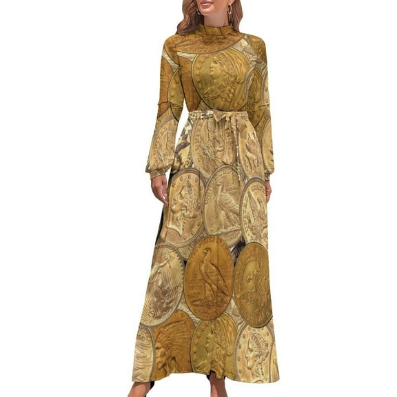 Pre 1933 US Gold Coins Long Dress Dress for girls evening dresses women birthday dress women summer 2024