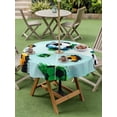 thumbnail image 4 of Outdoor Tablecloth with Umbrella Hole for Patio/Picnic/Party/Camping, Watercolor Football Waterproof Table Cloth Round Cover Washable, Modern Sporty Aesthetic Green (Dia 54"), 4 of 9