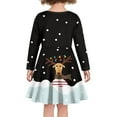 thumbnail image 3 of Renewold Adorable Long-Sleeve Midi Dress Comfy Soft Christmas A Line Sundress Winter Snow Reindeer Knee Length High Waistline Dress Girls Clothing Size 2XL, 3 of 4