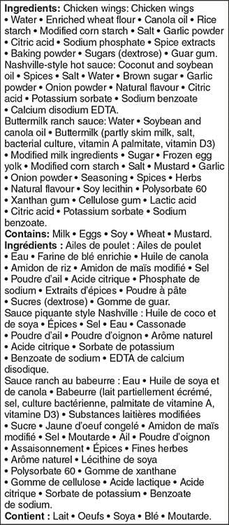 Ailes de poulet croustillantes et piquantes style Nashville Great Value 800g