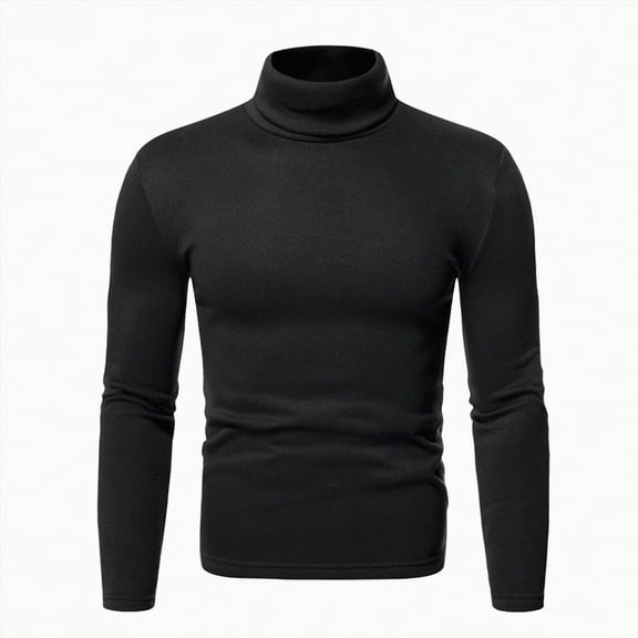 TOWED22 Men's Ribbed Turtleneck Slim Fit Pullover Casual Long Sleeves Basic Top(Black,XL)