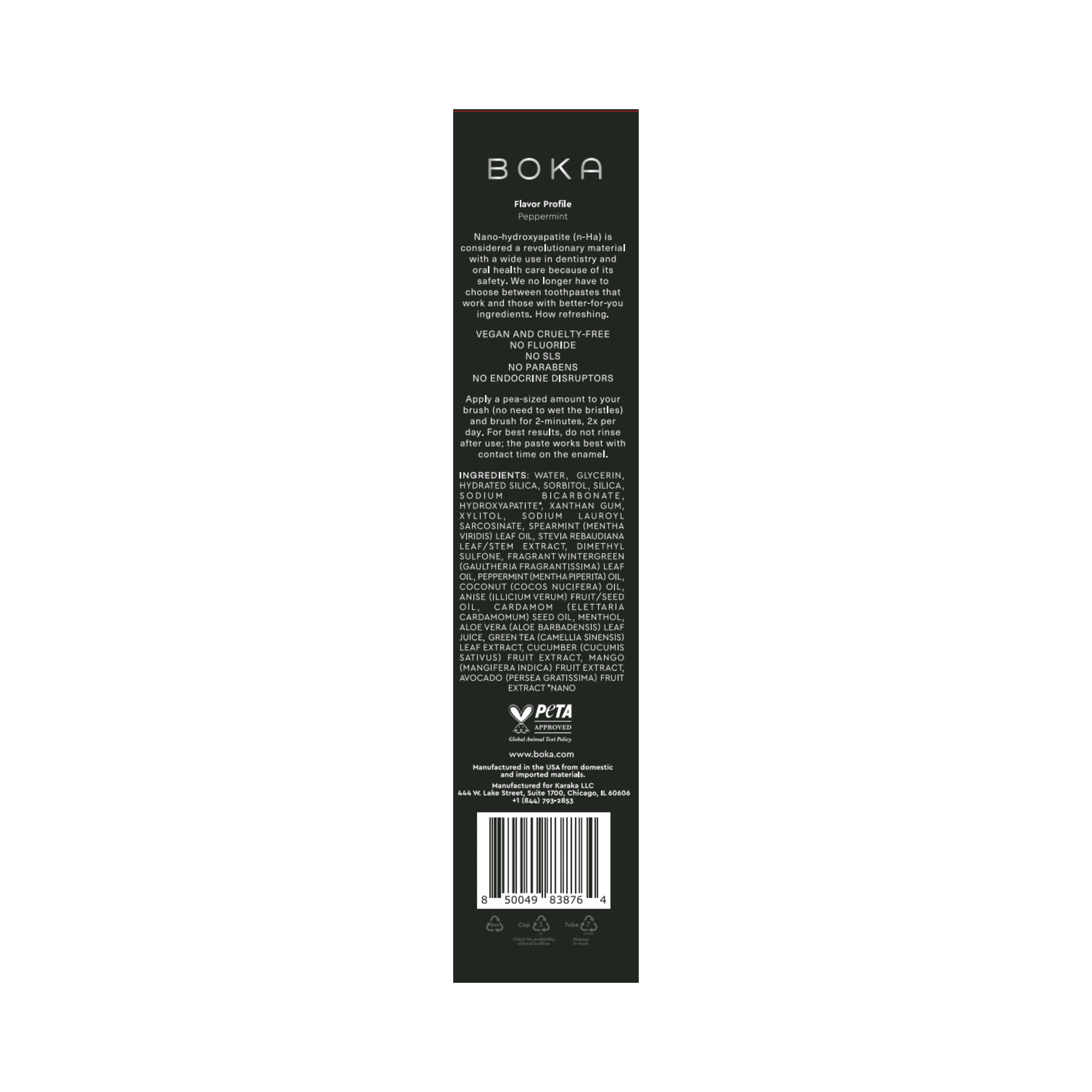 Boka Fluoride Free Toothpaste, Nano Hydroxyapatite Toothpaste, Appropriate for Sensitive Teeth - Whitening* Refresh Mint Flavor, 3.4 fl oz