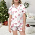 thumbnail image 4 of Valentine P𝙖𝙟𝙖𝙢𝙖s Girls 10-12 Button Up Cute Graphic Print Short Sleeve Loungewear Clothes Set Loose Home Clothes 2 Piece Summer Loungewear, 4 of 4