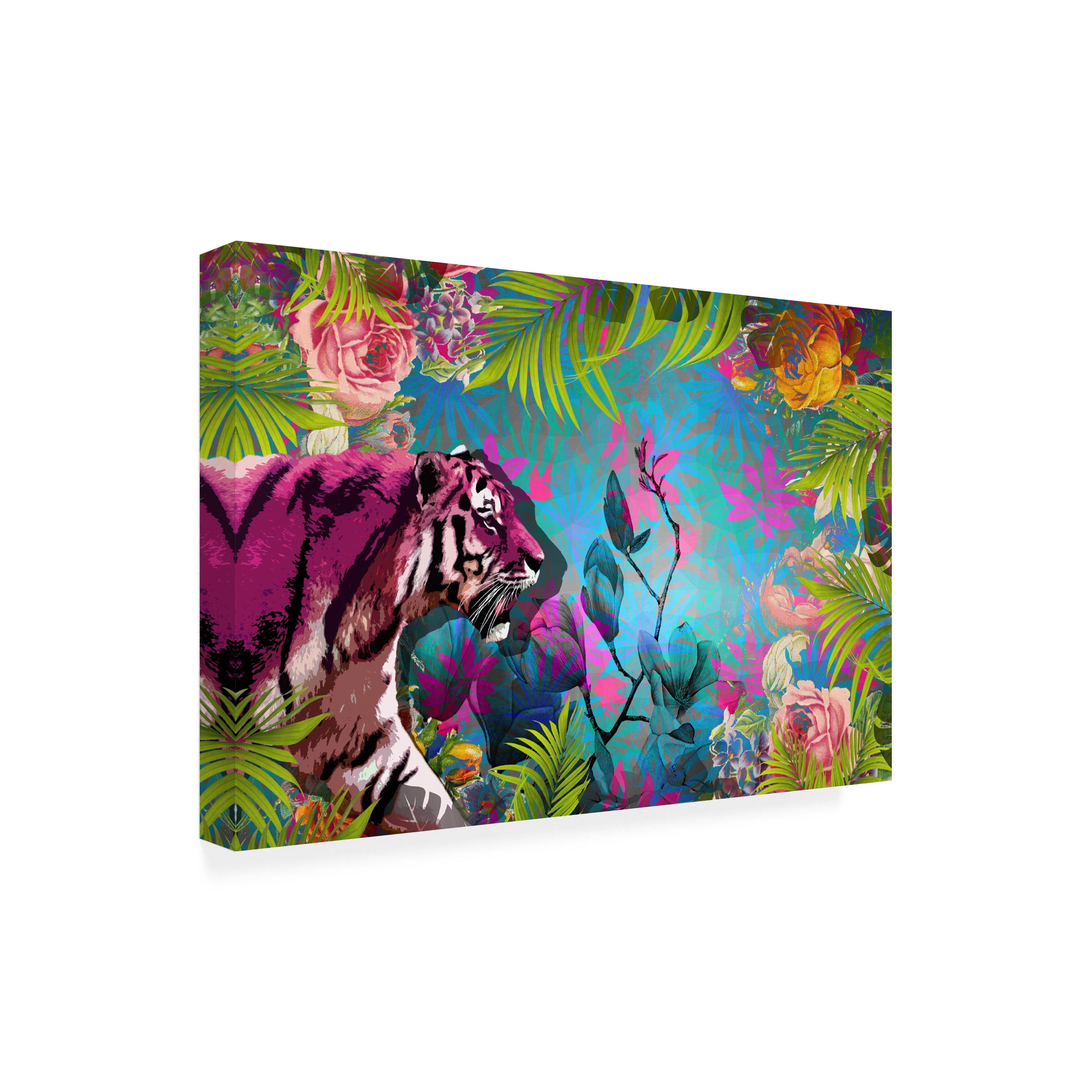 Delyth Angharad 'Pink Tiger Floral' Canvas Art