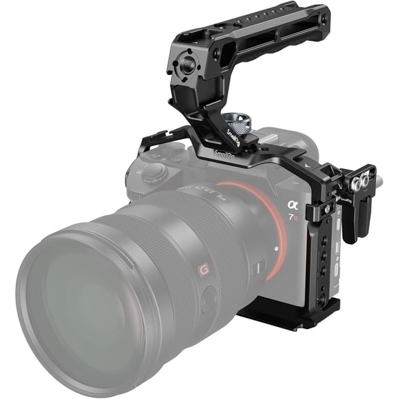 SmallRig A7 III / A7R III Camera Cage Kit for Sony Alpha 7 III/Alpha 7R III, Full Cage with Top Handle for ARRI and Cable Clamp, Built-in Cold Shoe and NATO Rails - 4198