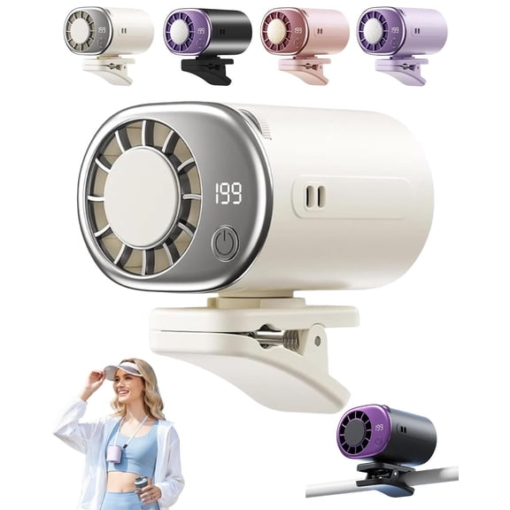 2026 Car Clip on Air Conditioner Fan with LED Display - 360° Rotation, USB Rechargeable Personal Cooling Fan, 199 Speeds Adjustable, 16℃ Semi-Cooling Wide Clamp Detachable