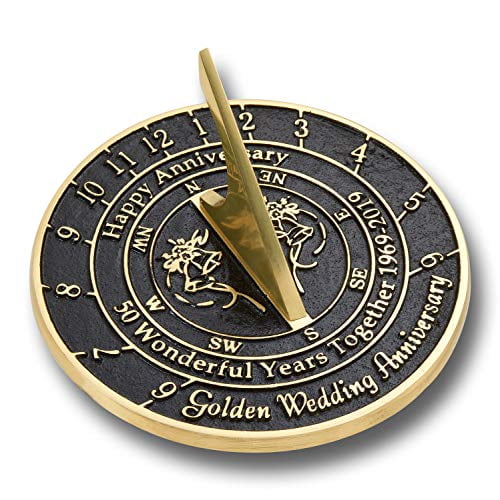 NauticalMart 50th Golden Wedding Anniversary Large Sundial Gift