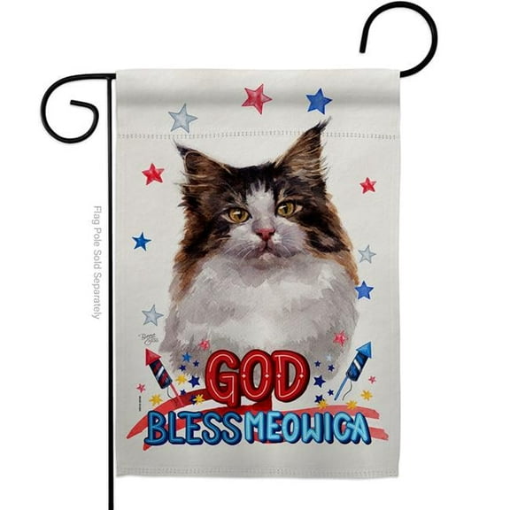 Breeze Decor G120162-BO Patriotic Norwegian Forest Animals Cat 13 x 18.5 in. Double-Sided Decorative Vertical Garden Flags for House Decoration Banner Yard Gift