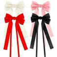 thumbnail image 2 of 4PCS Hair Bows for Women Girls Silky Bow Hair Ribbon Clips with Long Tail Alligator Metal Clips Hair Bows, 2 of 7