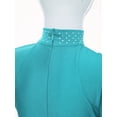 thumbnail image 6 of Hansber Kids Girls Dance Outfits 2-Piece Sleeveless Rhinestones Cutout Mock Neck Crop Top with Shorts Set Blue Green 8, 6 of 7