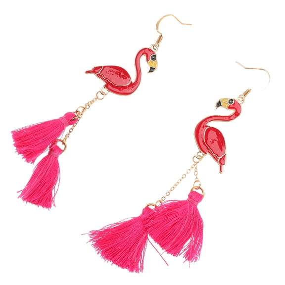 AURARMLET 1Pair Womens Earrings Red Flamingo Drop Earrings with Tassel Design Lightweight Durable Alloy