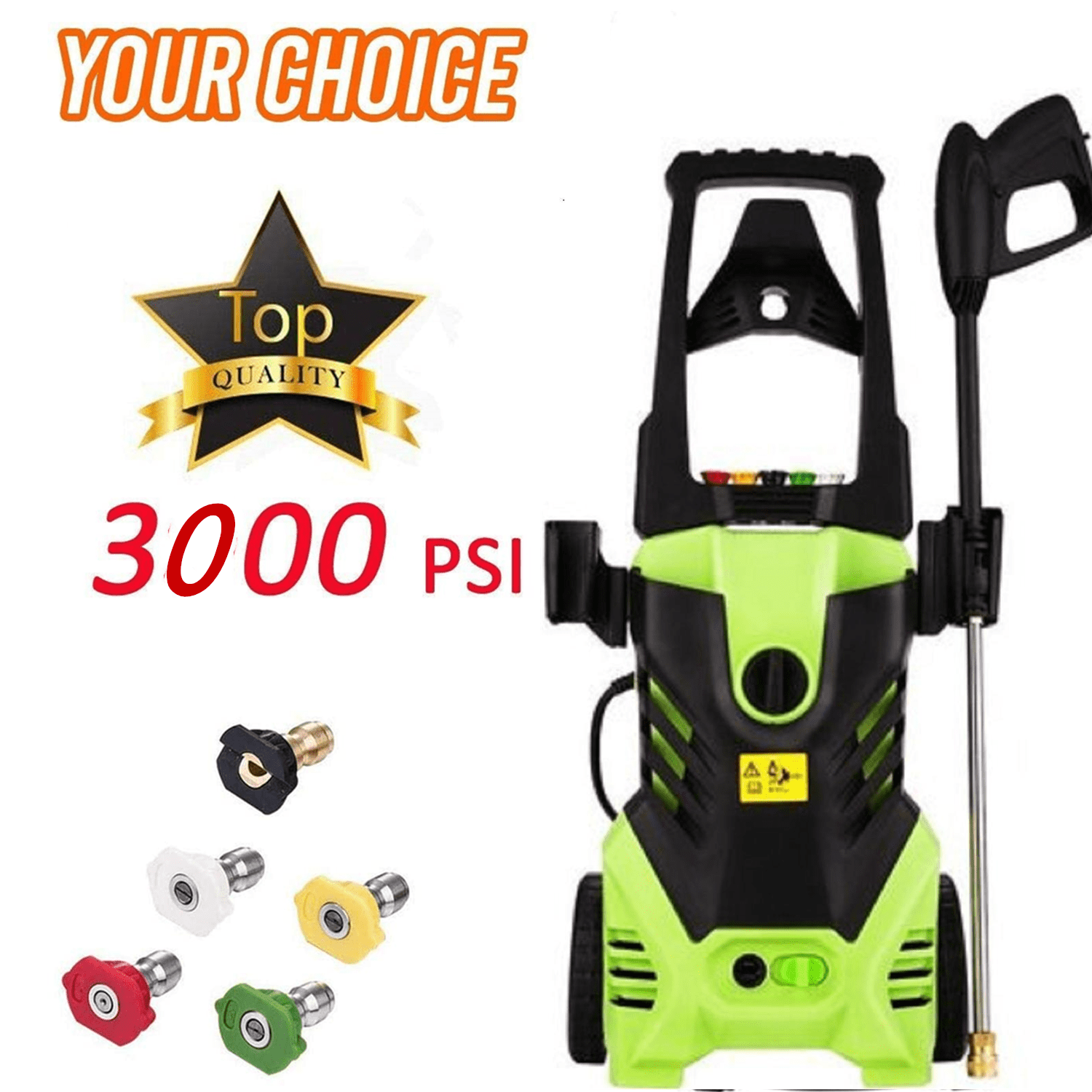 High Electric Pressure Washer,Car Washer， Power Washer with Max3000 PSI,6.0L/Min, (5) Nozzle Adapter, Longer Cables and Hoses and Detergent Tank,for Cleaning C ars, Houses Driveways, Patios