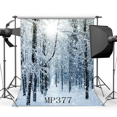 HelloDecor Polyster 5x7ft Photography Backdrop Christmas Rural Forest Falling Snoeflakes Heavy Snow Scene Kids Adults Merry Christmas Portraits Background Photo Studio (In Portrait Photography It's Best To Focus On The)