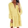 thumbnail image 1 of U.Vomade Nouveau Léopard Ample Mini Robe Femmes Casual Rose V Cou Manches Volant Parti Jupe Chemise Femmes Plage Robe Boho, 1 of 4