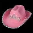 thumbnail image 2 of Rhode Island Novelty Pink Blinking Tiara Cowboy Party Hat, PU Leather, 2 of 4
