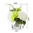 thumbnail image 6 of Enova Home Artificial Flowers Mixed Silk Cream Green Peony and Hydrangea Fake Flowers Arrangement in Cylinder Glass Vase with Faux Water for Home Office Wedding Decoration, 6 of 6