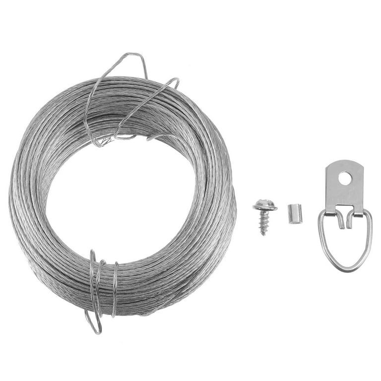 1Set Wire Rope and Photo Frame Hanging Hooks Kit Picture Hangers Picture  Hanging Wire Set(20m Wire Rope +20 Sets of Rings) 