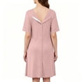 thumbnail image 6 of Women Maternity Solid Dress Summer Short Sleeve V-Neck Pleated Waist Dress Casual Breathable Pregnancy Clothes Pink XXL, 6 of 7