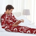 thumbnail image 2 of Mens Pajamas Set - Christmas Holiday Pinecone Comfy Long Sleeve Button Up Pajama Sets for Men 2 Piece, Soft Sleepwear Nightwear Pjs Lounge Sets for Men with Pockets, 2 of 5