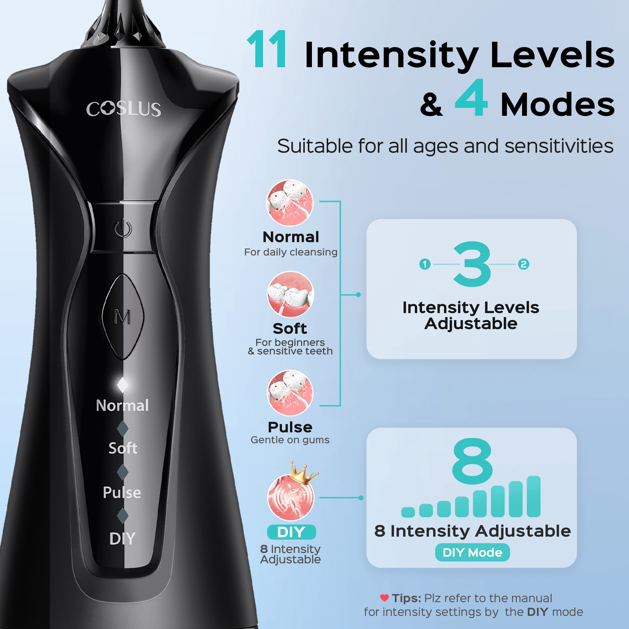 COSLUS CX30 2 Pack Cordless Water Dental Flosser Pick with Elegant Packaging for Teeth,Braces,Gums Care,Portable for Travel