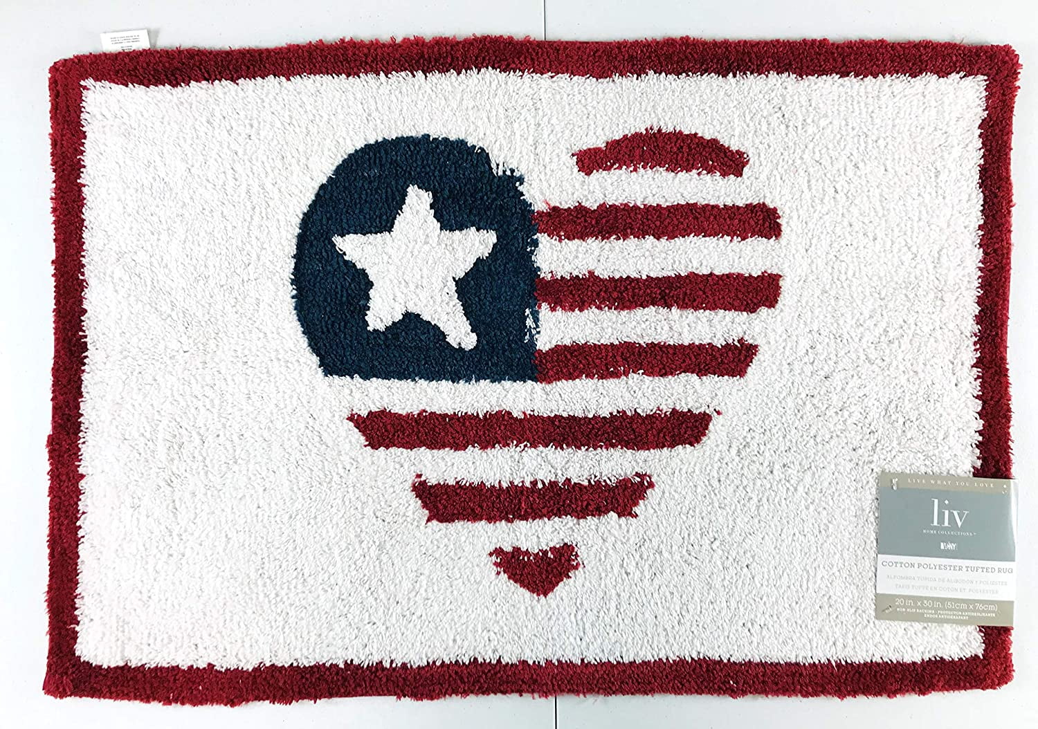 American Pride Tufted Rug, Red White Blue Small Throw Rug for Entry Way