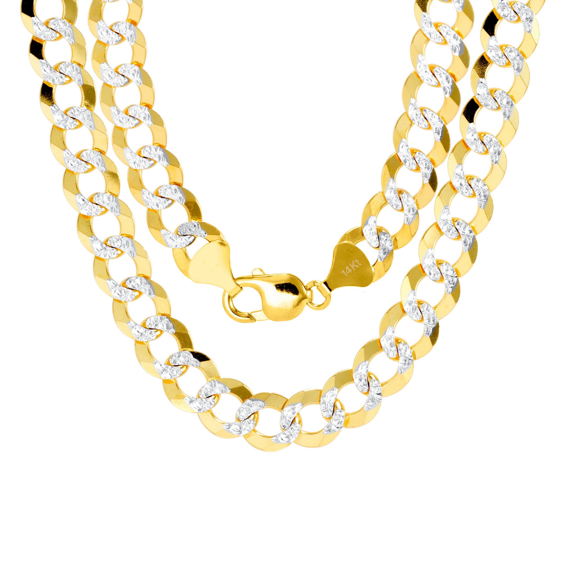 14K Yellow Gold Diamond Cut 6.7mm Cuban Curb Link Chain Necklace 28”
