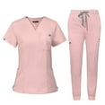 thumbnail image 5 of Nurse Scrubs Uniform Woman,Womens Scrub Sets with Mandarin Collar,Unisex Jumpsuit Workwear,Medical Uniform for Doctors, Nurses, Beauty Salons - Pink - S, 5 of 5