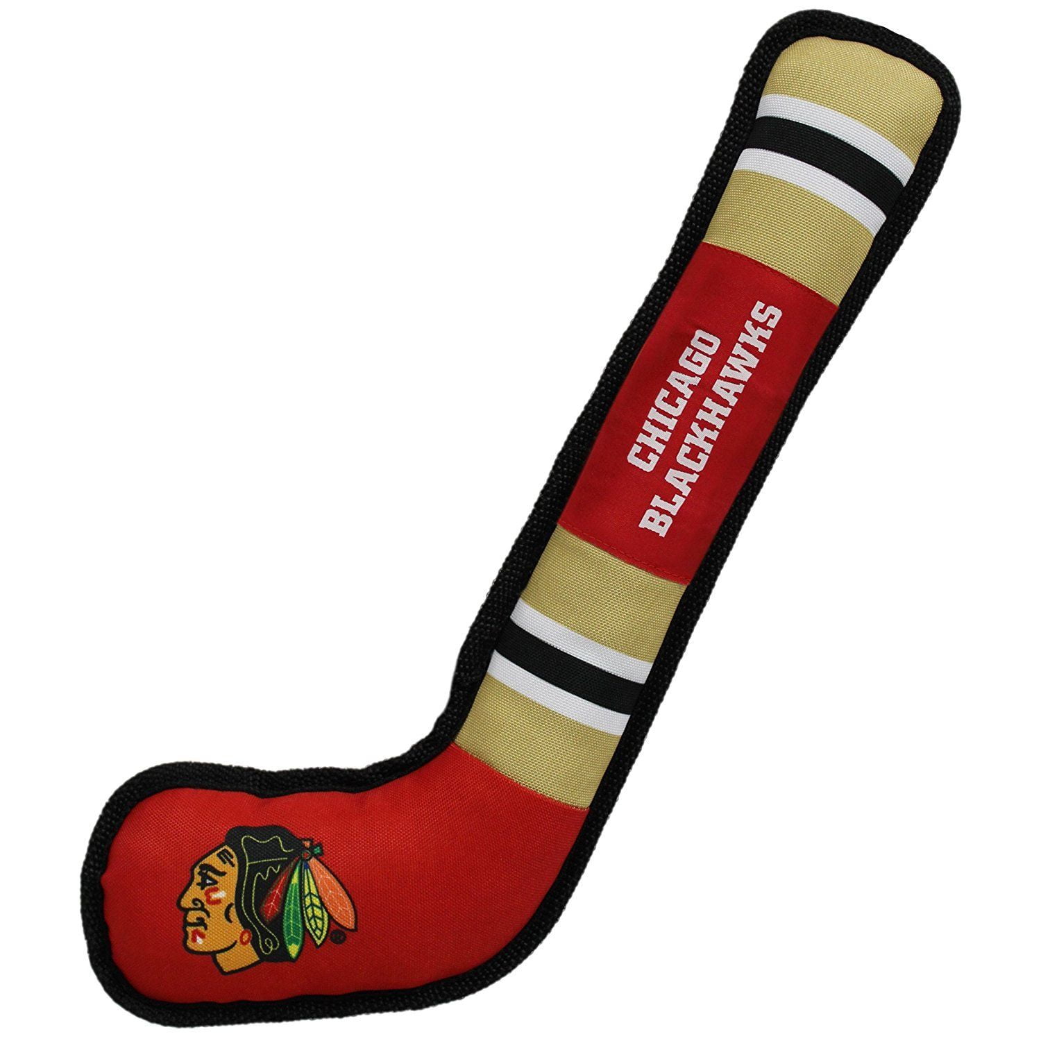 Pets First NHL Chicago Blackhawks Hockey Stick Toy for Dogs & Cats - Heavy-Duty, Durable Dog Toy with Squeaker