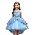 thumbnail image 2 of Girls Round Neck Sleeveless Princess Dress, Flower Girl Wedding Gown with Beaded Tulle Puffy Skirt, Junior Bridesmaid Party Dress for Birthday and Pageant, Age 3-14Y Light Blue 130, 2 of 9