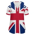 thumbnail image 4 of Flag of The United Kingdom Womens Summer V Neck Zipper Top Short Sleeve T Shirt Off Shoulder Top Casual Classy Loose Shirts, 4 of 7