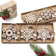 thumbnail image 3 of Colgantes de madera de copos de nieve de Navidad para niños, adornos colgantes de árbol de Navidad, decoraciones de árbol de Noel, suministros de regalos de bricolaje, 12 unids/lote por caja, 3 of 4