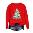 thumbnail image 5 of Sakmal Sweatshirts for Women Christmas Red Crew Neck Oversized Tops Winter Christmas Trees Sweatshirt for Women, 5 of 6