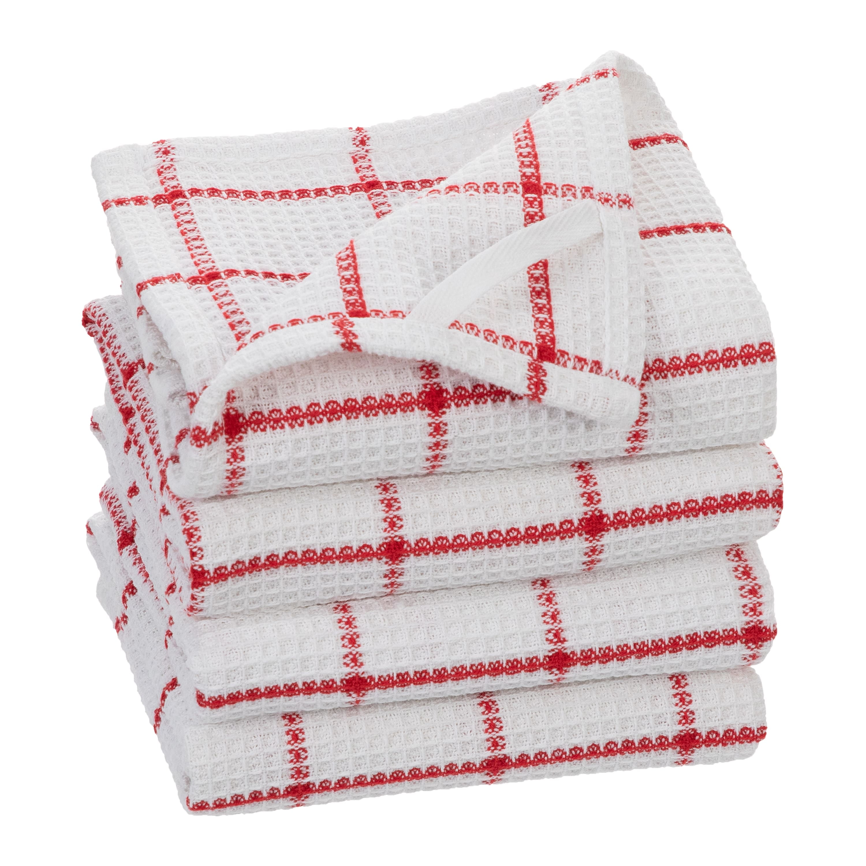 Fabstyles  Solo Waffle Cotton Kitchen Towel Set of 4 - 18x28 Blue