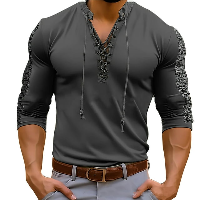 KIHOUT Chandails à Capuche Printemps Hiver pour Hommes, T-Shirt à Manches Courtes à Boutons Mode Décontractée, Taille m-3TG